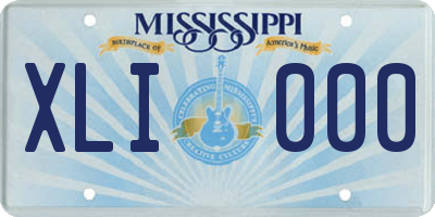 MS license plate XLI000