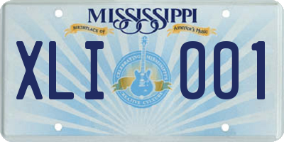 MS license plate XLI001