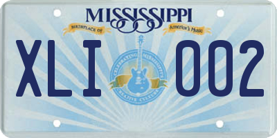 MS license plate XLI002