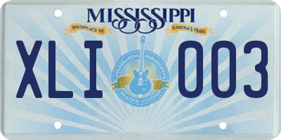 MS license plate XLI003