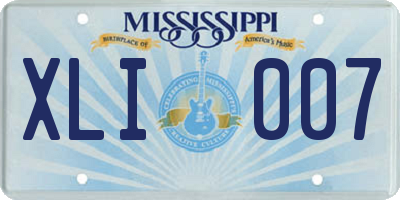 MS license plate XLI007