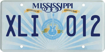 MS license plate XLI012