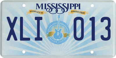 MS license plate XLI013