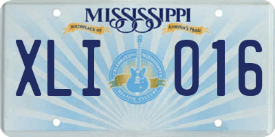 MS license plate XLI016