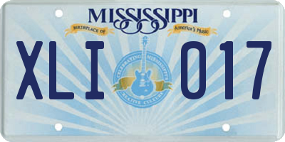 MS license plate XLI017