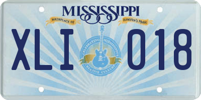 MS license plate XLI018