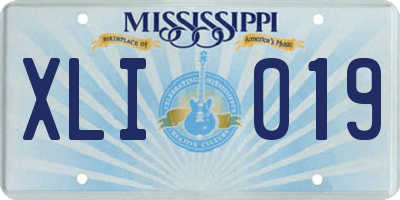 MS license plate XLI019