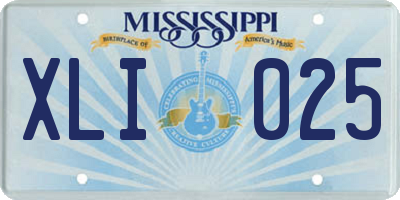 MS license plate XLI025