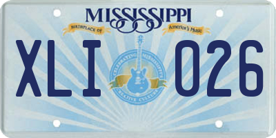 MS license plate XLI026