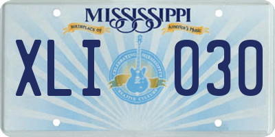 MS license plate XLI030