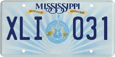MS license plate XLI031