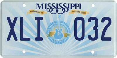 MS license plate XLI032