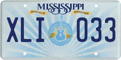 MS license plate XLI033