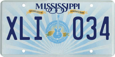 MS license plate XLI034