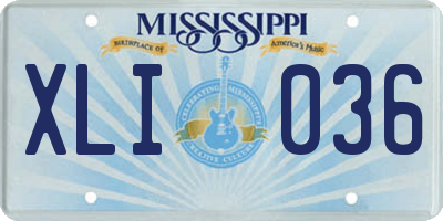 MS license plate XLI036