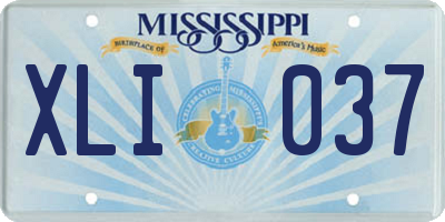 MS license plate XLI037