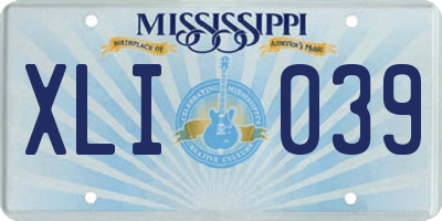 MS license plate XLI039