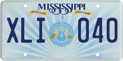 MS license plate XLI040