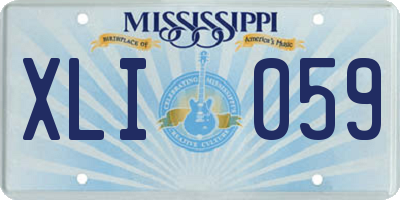 MS license plate XLI059