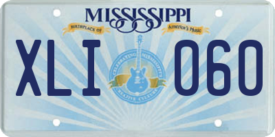 MS license plate XLI060