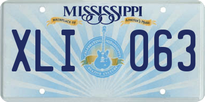 MS license plate XLI063