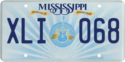 MS license plate XLI068