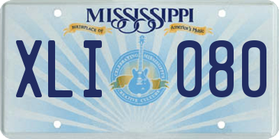 MS license plate XLI080