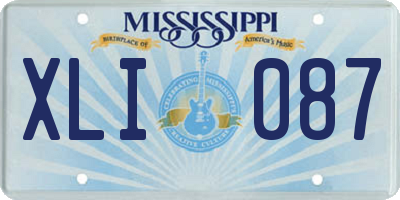 MS license plate XLI087