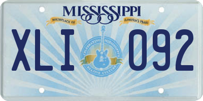 MS license plate XLI092