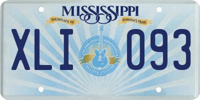 MS license plate XLI093