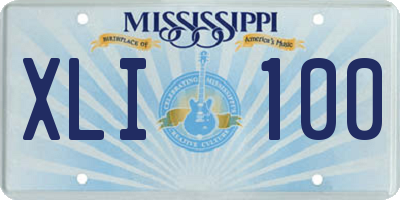 MS license plate XLI100