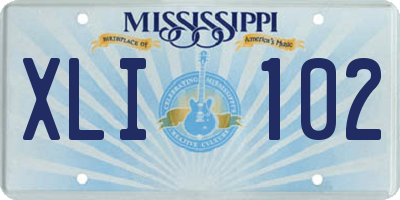 MS license plate XLI102