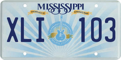 MS license plate XLI103