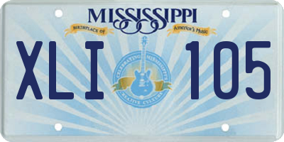 MS license plate XLI105