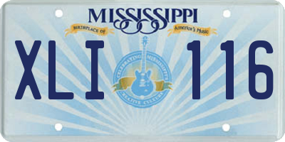 MS license plate XLI116