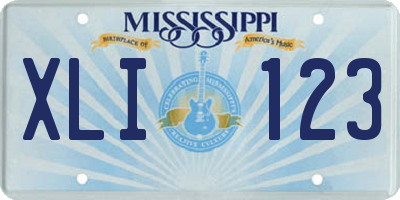 MS license plate XLI123