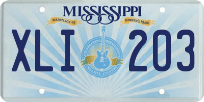 MS license plate XLI203
