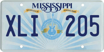 MS license plate XLI205
