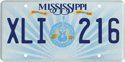 MS license plate XLI216