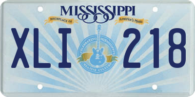 MS license plate XLI218