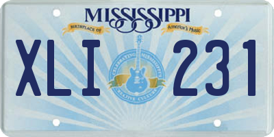 MS license plate XLI231