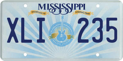 MS license plate XLI235