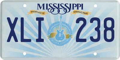 MS license plate XLI238
