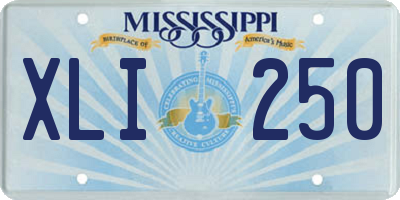 MS license plate XLI250