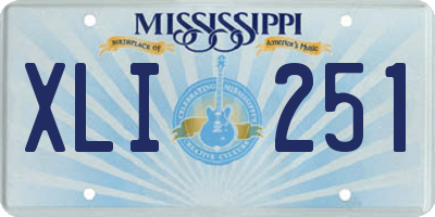 MS license plate XLI251
