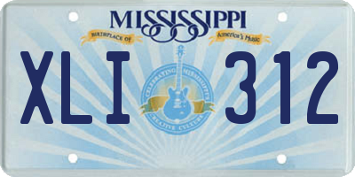 MS license plate XLI312