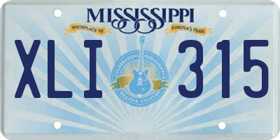 MS license plate XLI315