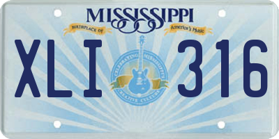 MS license plate XLI316