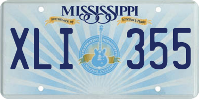 MS license plate XLI355