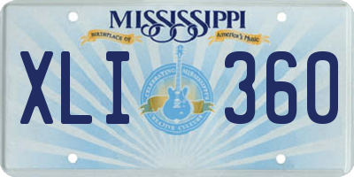 MS license plate XLI360